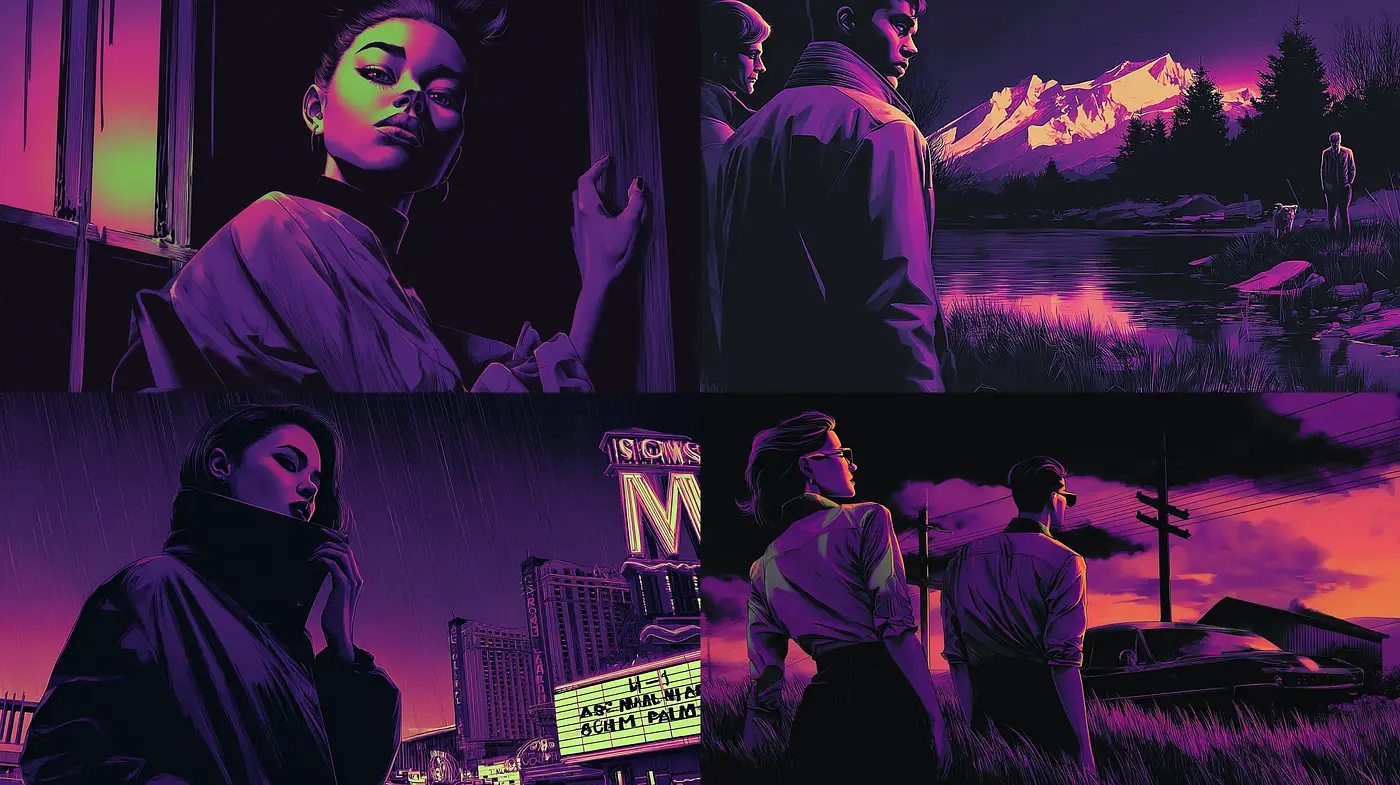 Mystical Noir Atmosphere with a Hint of Retro Futurism - Midjourney sref style