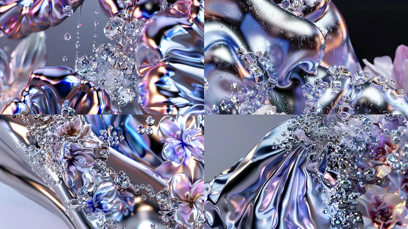 Luminous Floral Crystal Fusion - Midjourney sref style
