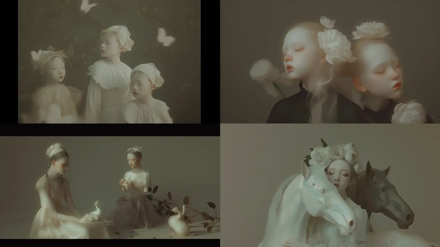Ethereal Renaissance Whispers in Soft Sepia Tones - Midjourney sref style