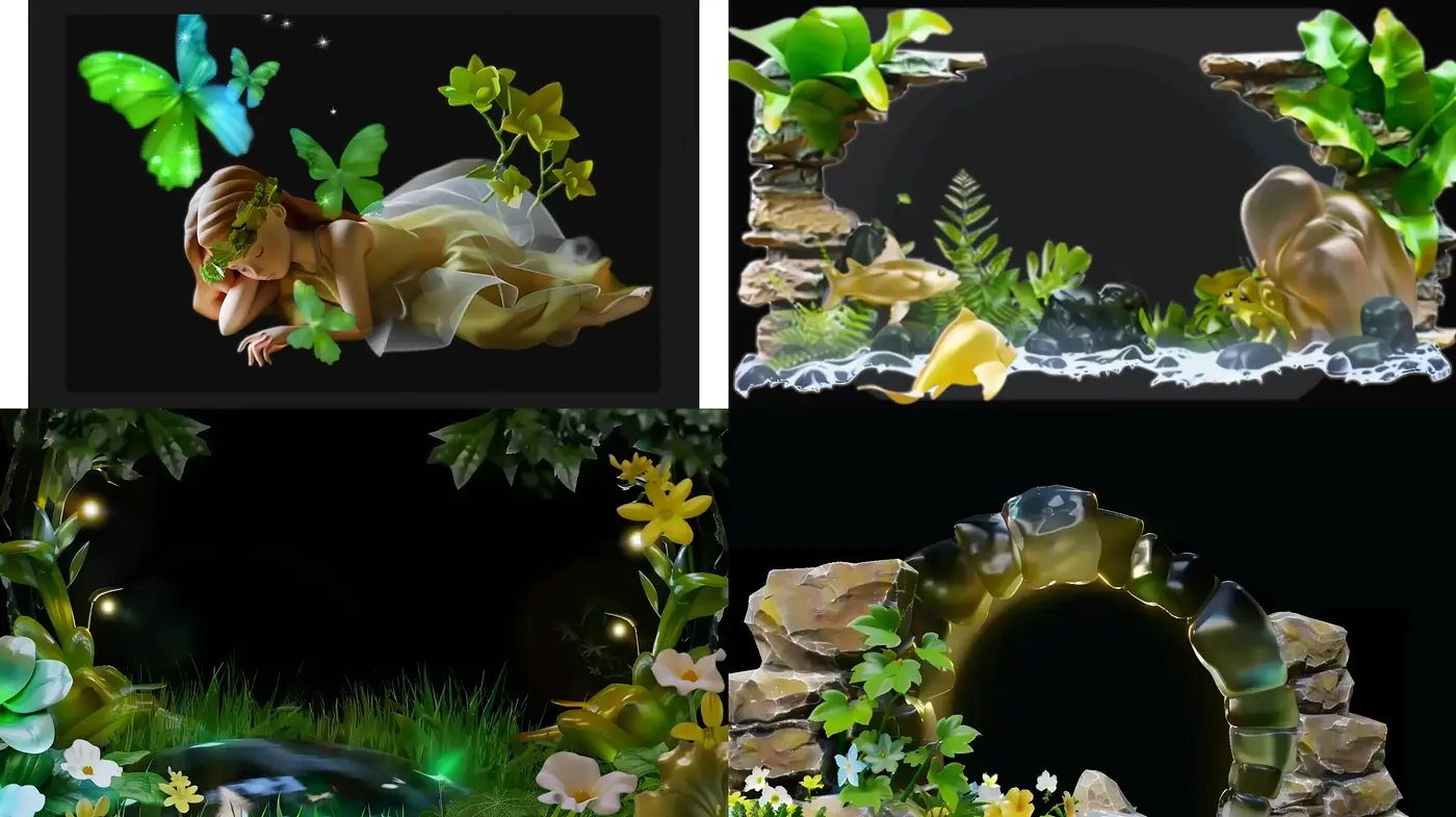 Enchanted Nocturnal Garden: A Consistent Dreamlike Digital Art Style - Midjourney sref style