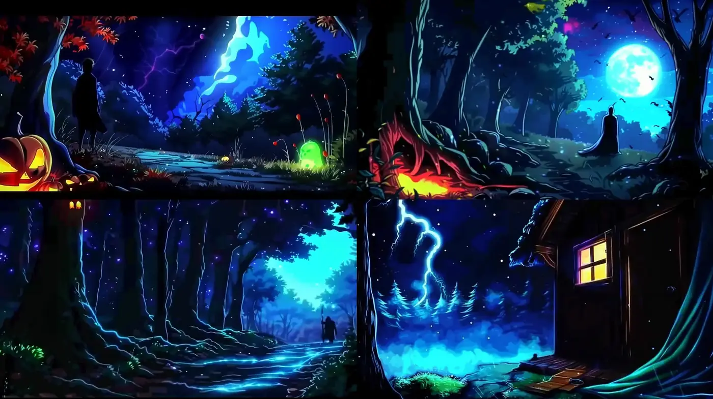 Enigmatic Nocturnal Vistas: A Fusion of Digital Artistry with Surreal Nightscapes - Midjourney sref style