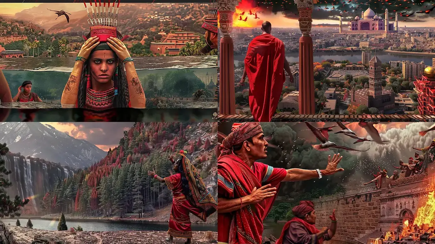 Dramatic and Epic Fantasy Landscapes with Cultural Influences - Midjourney sref style