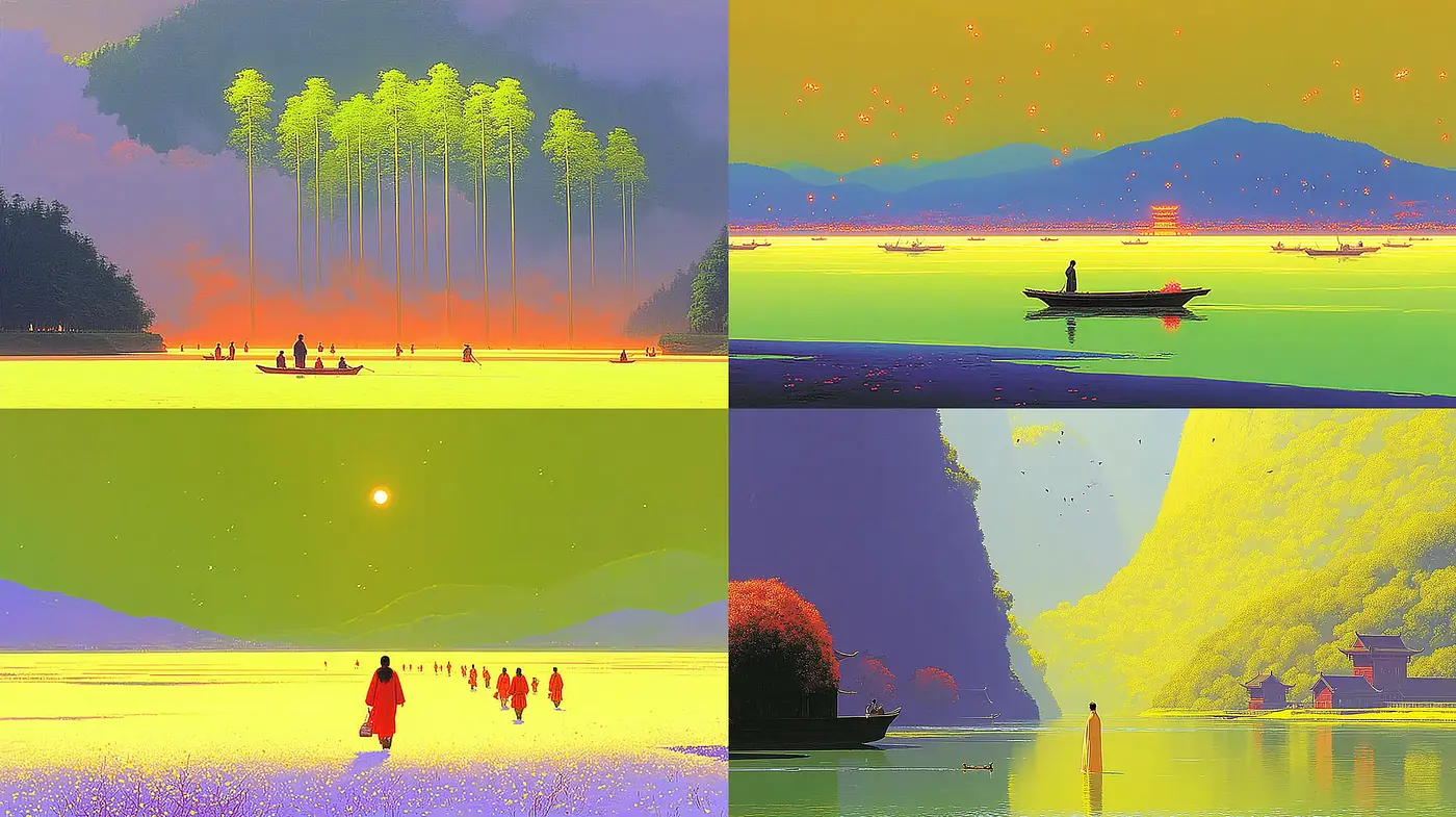 Vibrant Dreamlike Landscapes with Ethereal Quality - Midjourney sref style