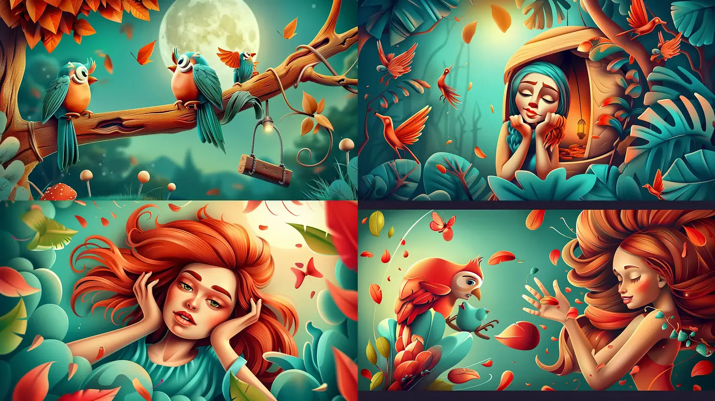 Enchanted Whimsicality: A Dreamlike Fusion of Vibrant Nature and Serene Femininity - Midjourney sref style