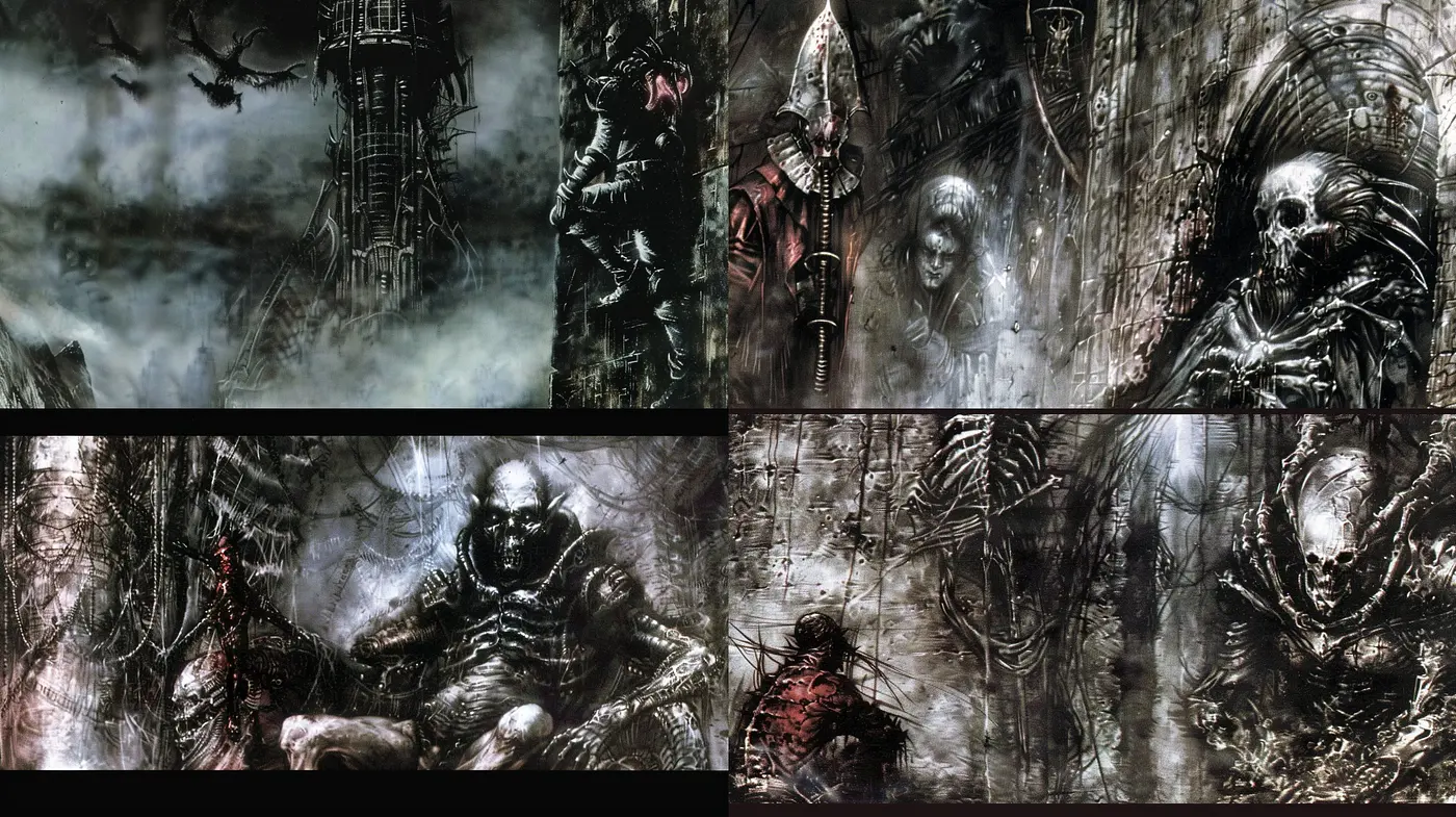 Eerie Biomechanical Dreamscape: A Homage to Giger's Dark Surrealist Universe - Midjourney sref style