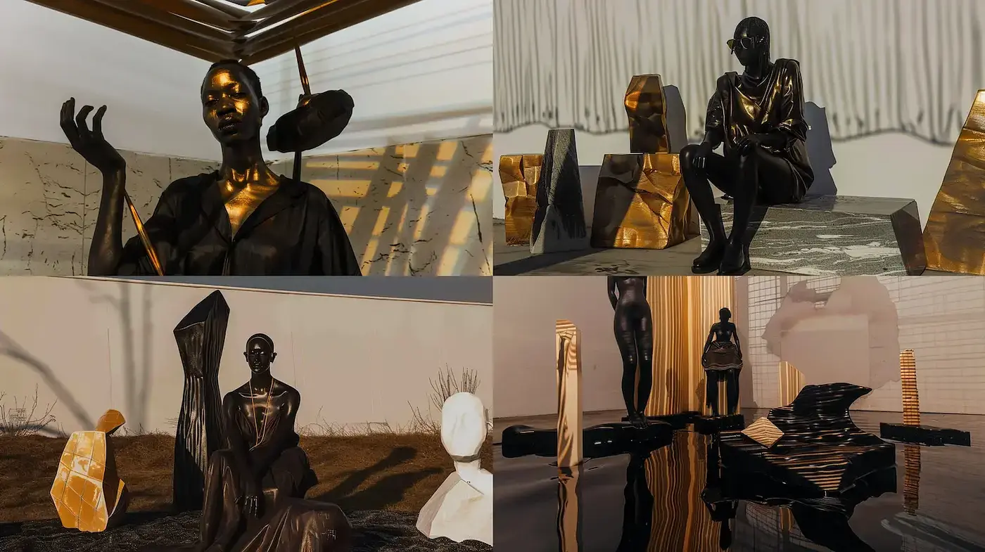Contemporary Sculpture with a Luxurious Aesthetic and Refined Textures - Midjourney sref style