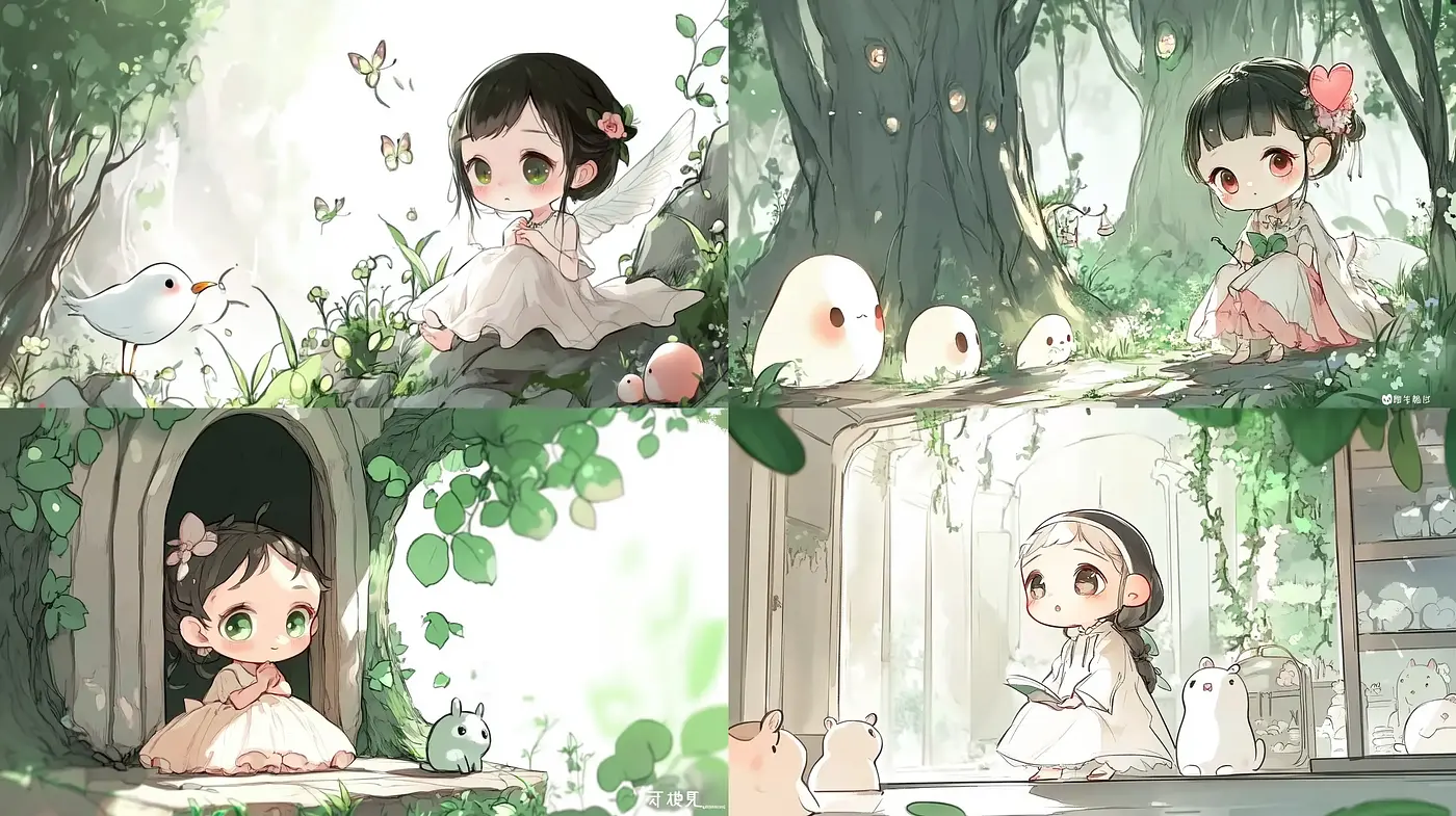 Enchanting Forest Whimsy: A Harmonious Blend of Pastel Hues and Ethereal Characters - Midjourney sref style