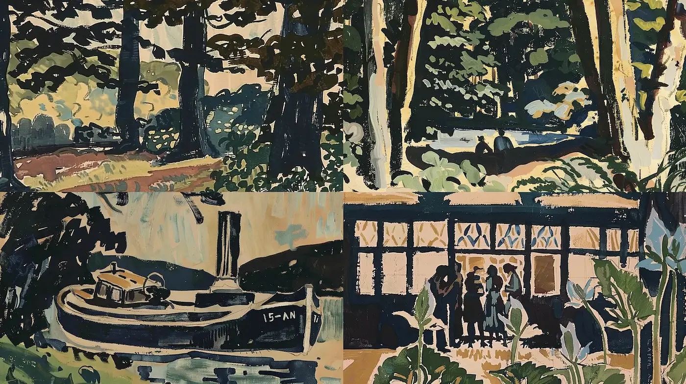 Vibrant Landscapes and Human Interactions with a Vintage Aesthetic - Midjourney sref style