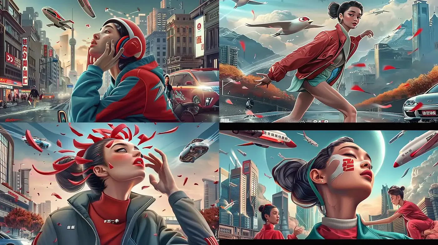 Dynamic Futuristic Urban Aesthetic with Cultural Elements - Midjourney sref style