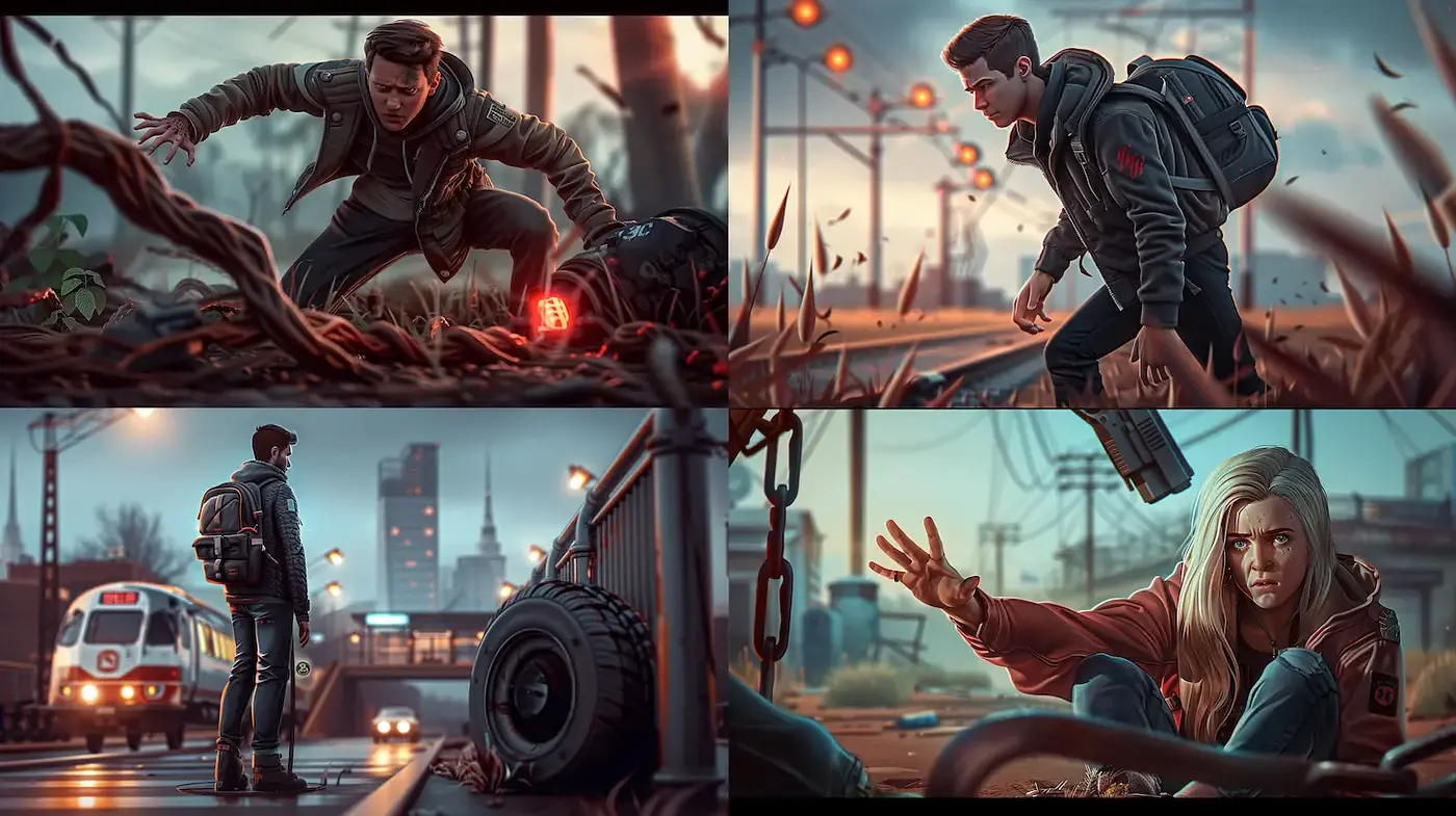 Dynamic Urban Dystopia with a Cinematic Undertone - Midjourney sref style