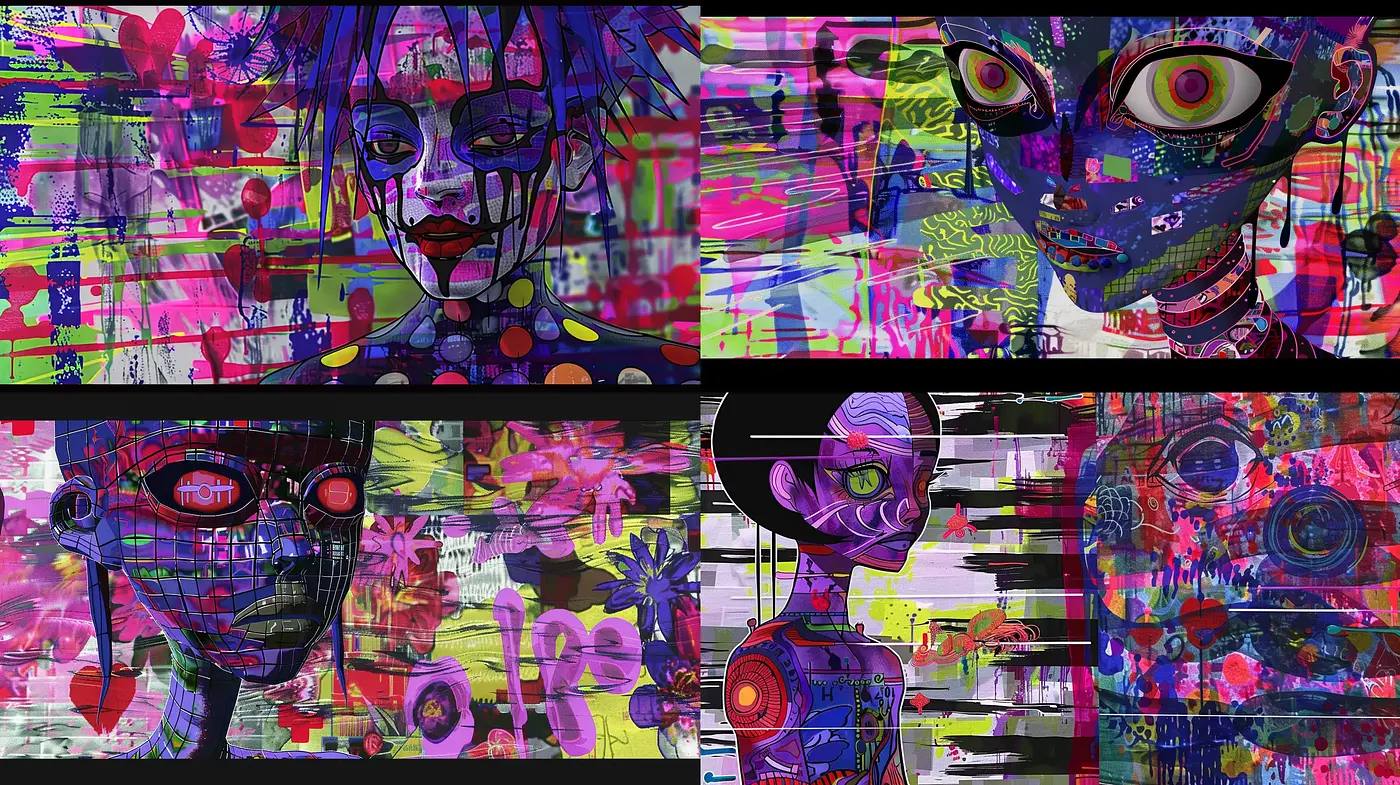 Psychedelic Digital Fusion with Abstract Expressionist Roots - Midjourney sref style