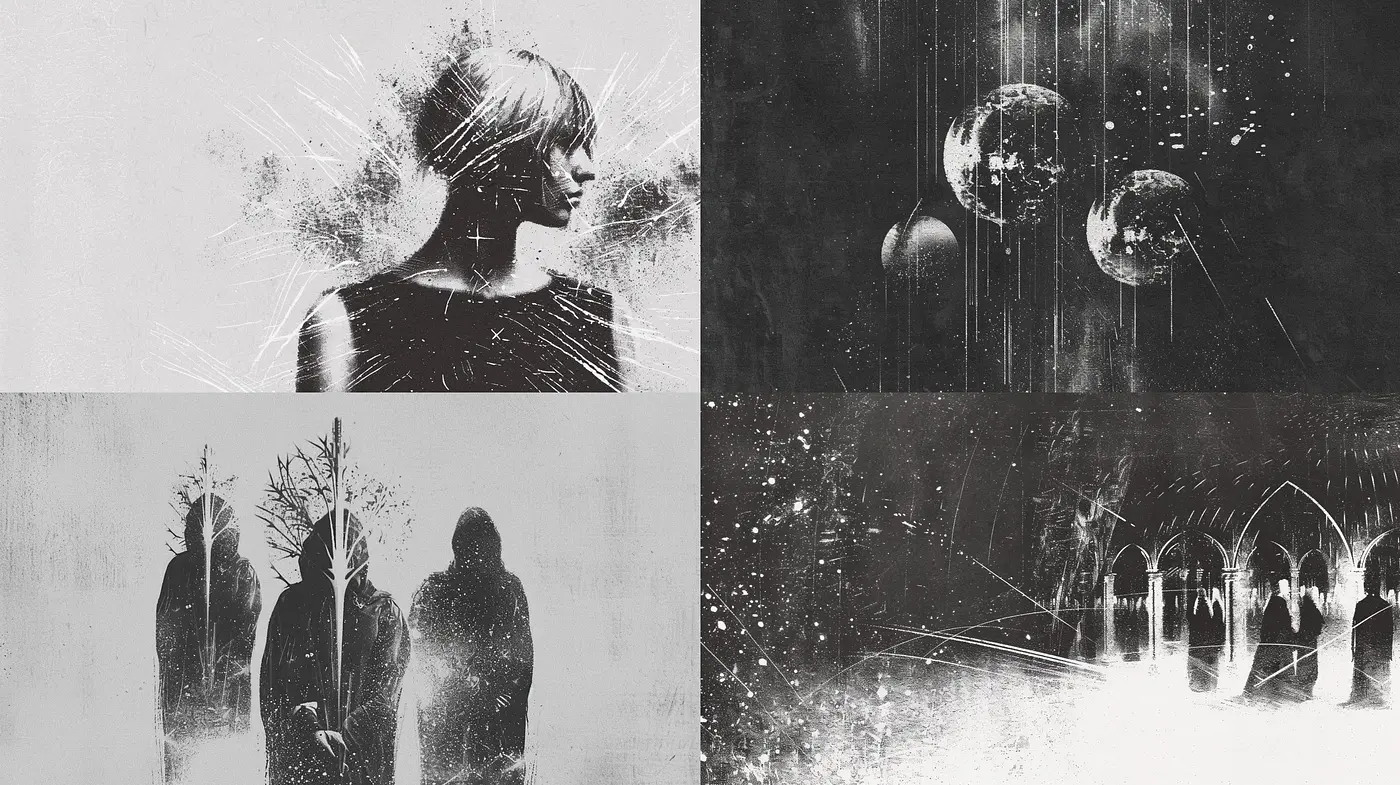 Monochromatic Ethereal Echoes in Abstract Expressionism - Midjourney sref style
