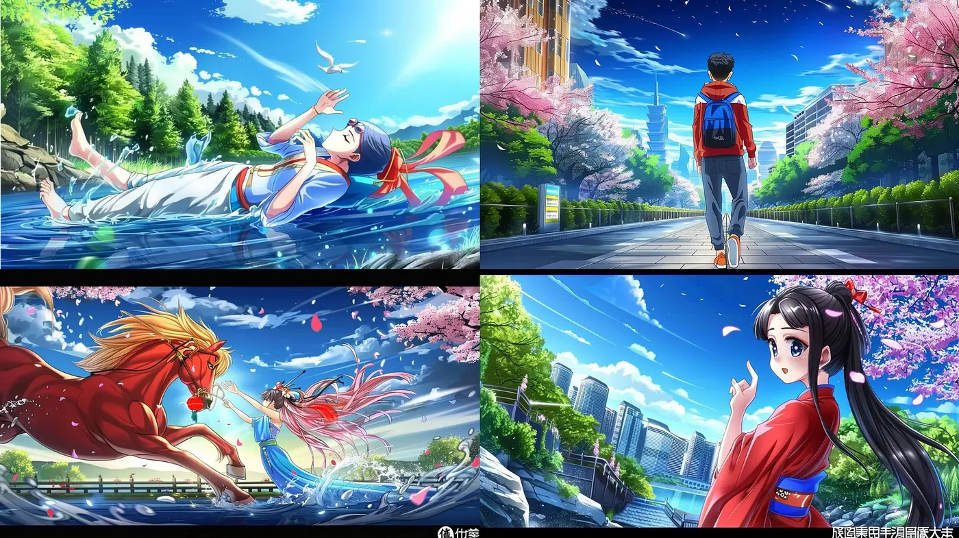 Luminous Anime-Inspired Vistas with Vivid Color Dynamics - Midjourney sref style