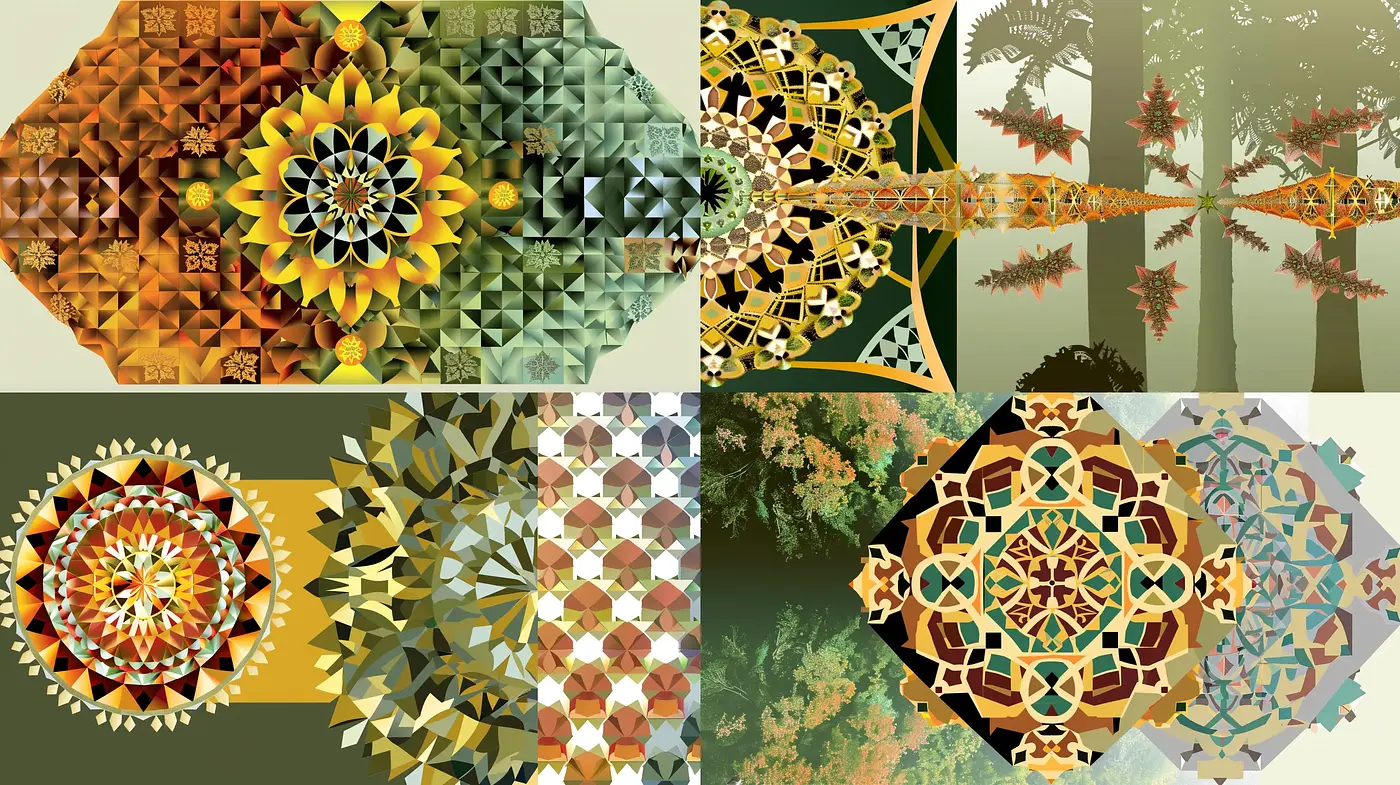 Geometric Harmony: A Kaleidoscope of Fractal Elegance - Midjourney sref style