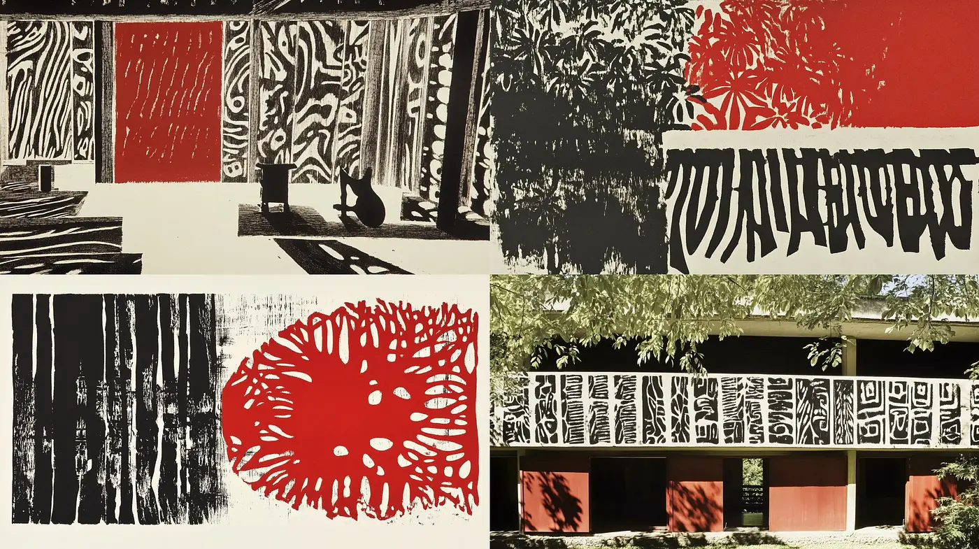 Contrasting Abstract Expressionist Fusion with Vibrant Accents - Midjourney sref style