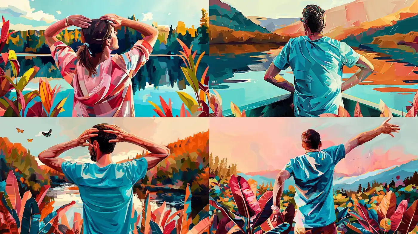 Vibrant and Expressive Scenic Illustrations with Nature Elements - Midjourney sref style