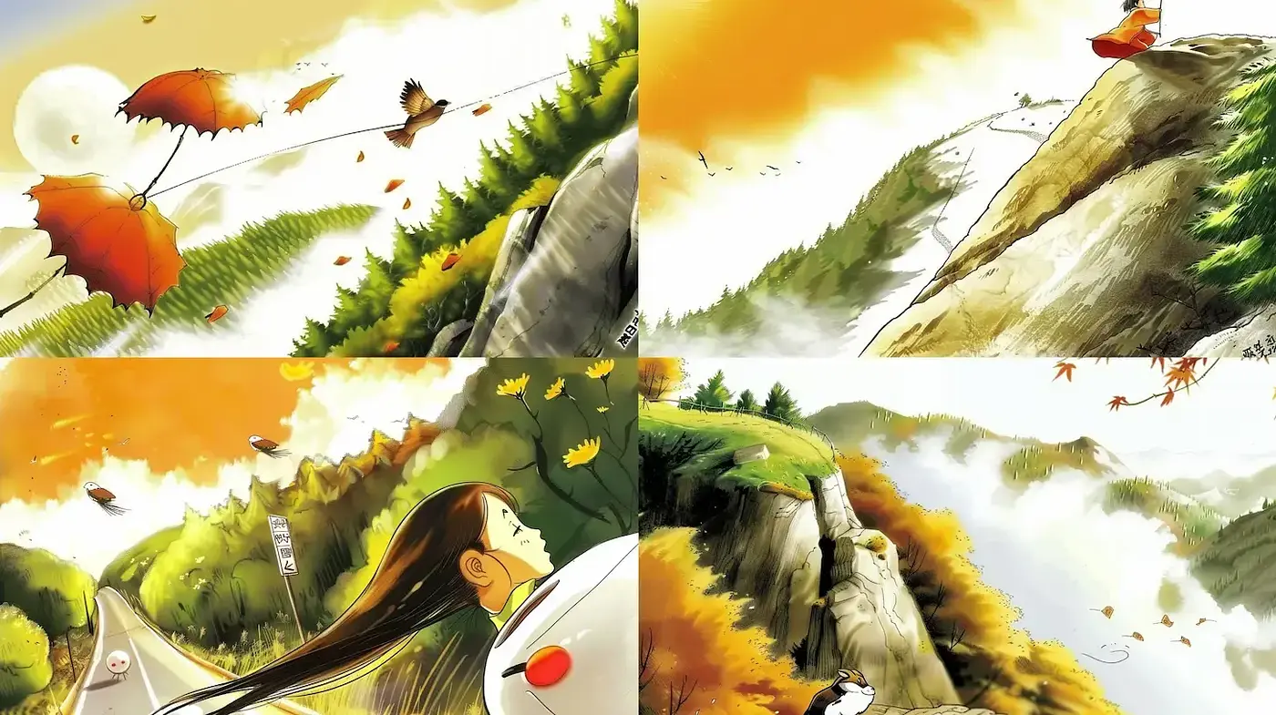 Whimsical Nature-inspired Illustrations with a Touch of Autumn Serenity - Midjourney sref style