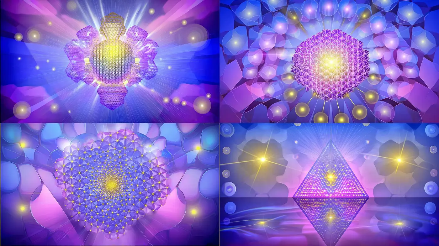 Mystical Geometric Patterns with Luminous Effects - Midjourney sref style