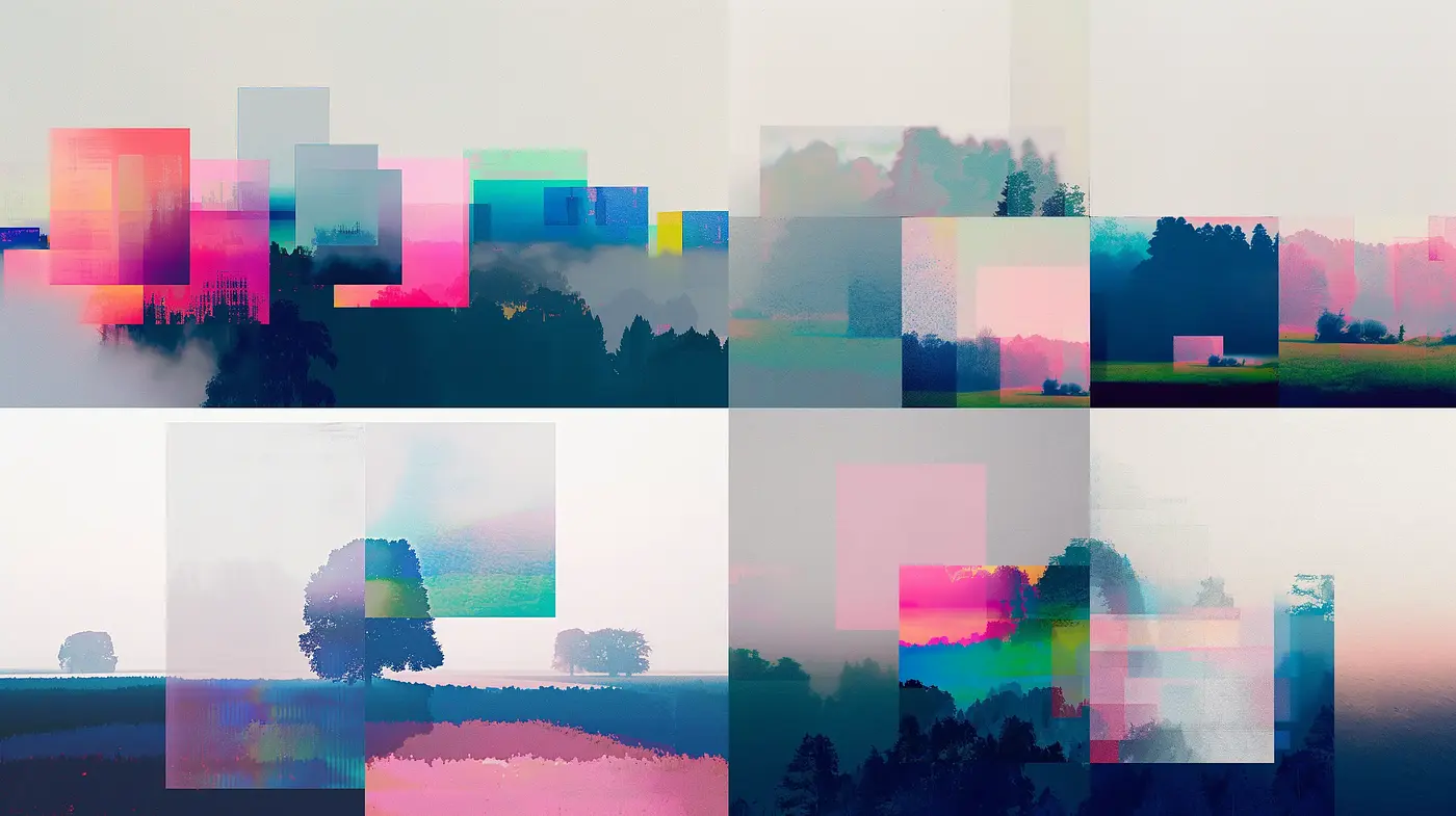 Glitched Nature: A Digital Fusion of Landscape and Error Aesthetics - Midjourney sref style
