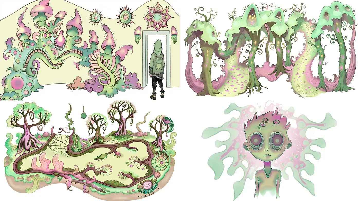 Whimsical Pastel Dreamscape: A Fusion of Surrealism and Organic Fantasy - Midjourney sref style