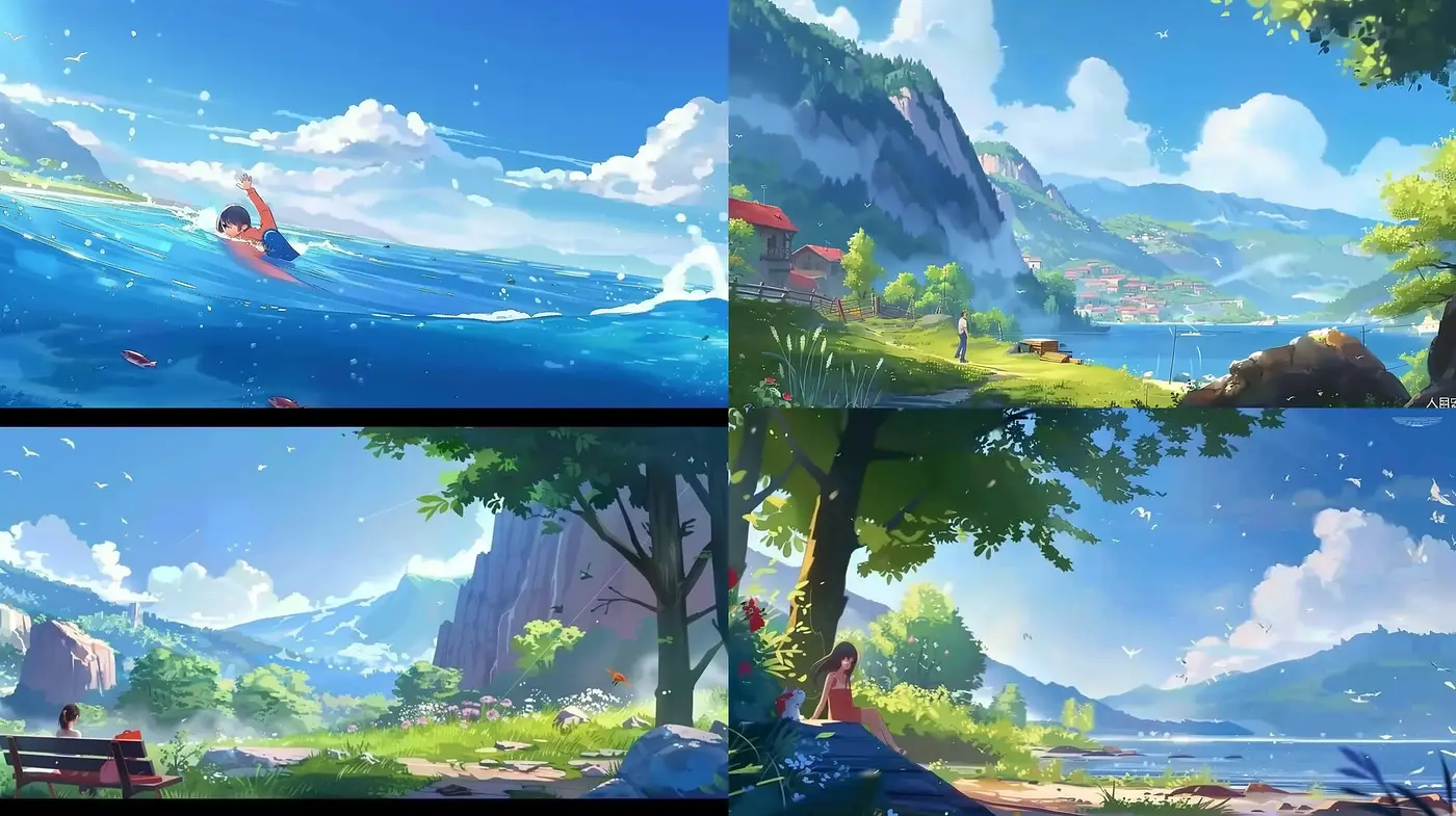 Idyllic Panoramas with Vivid Textures and Luminous Hues - Midjourney sref style