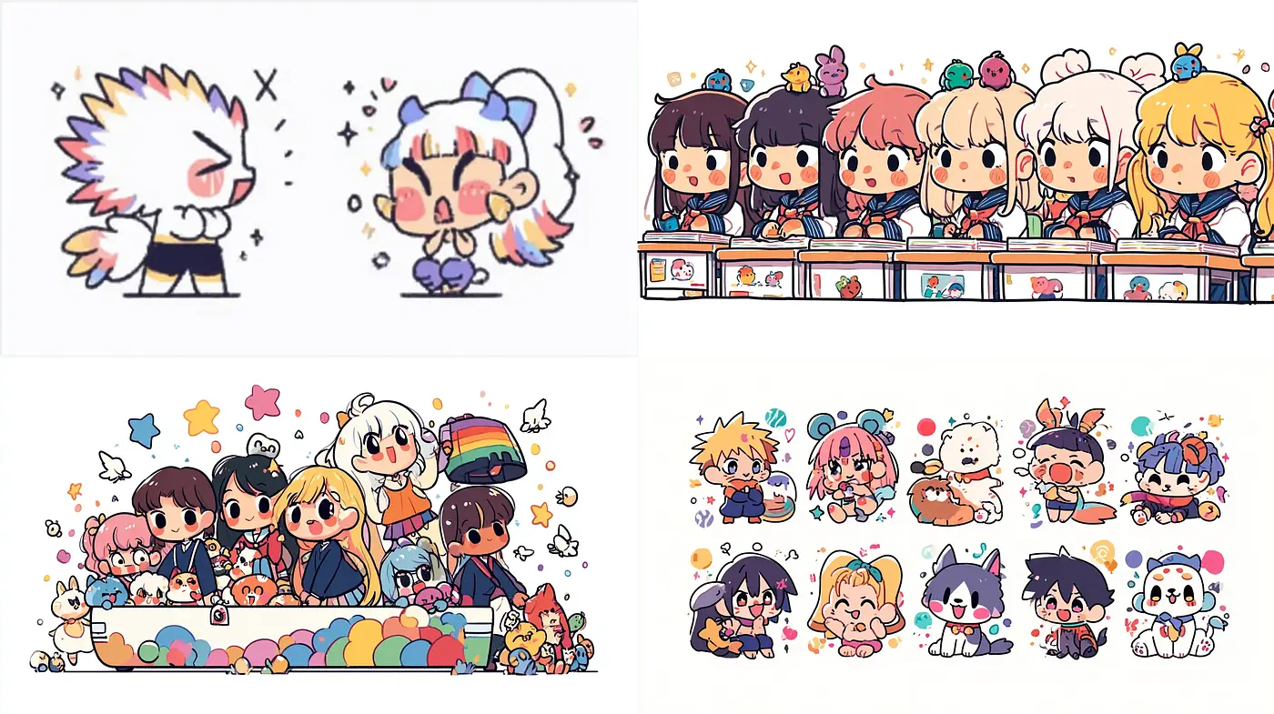 Whimsical and Colorful Character Illustrations with Cartoon Aesthetic - Midjourney sref style