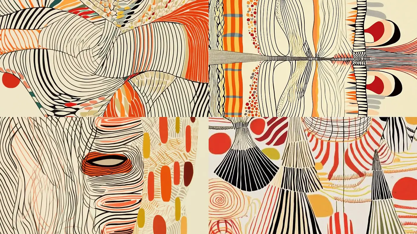 Abstract Organic Rhythm: The Harmony of Lines and Earthy Tones - Midjourney sref style