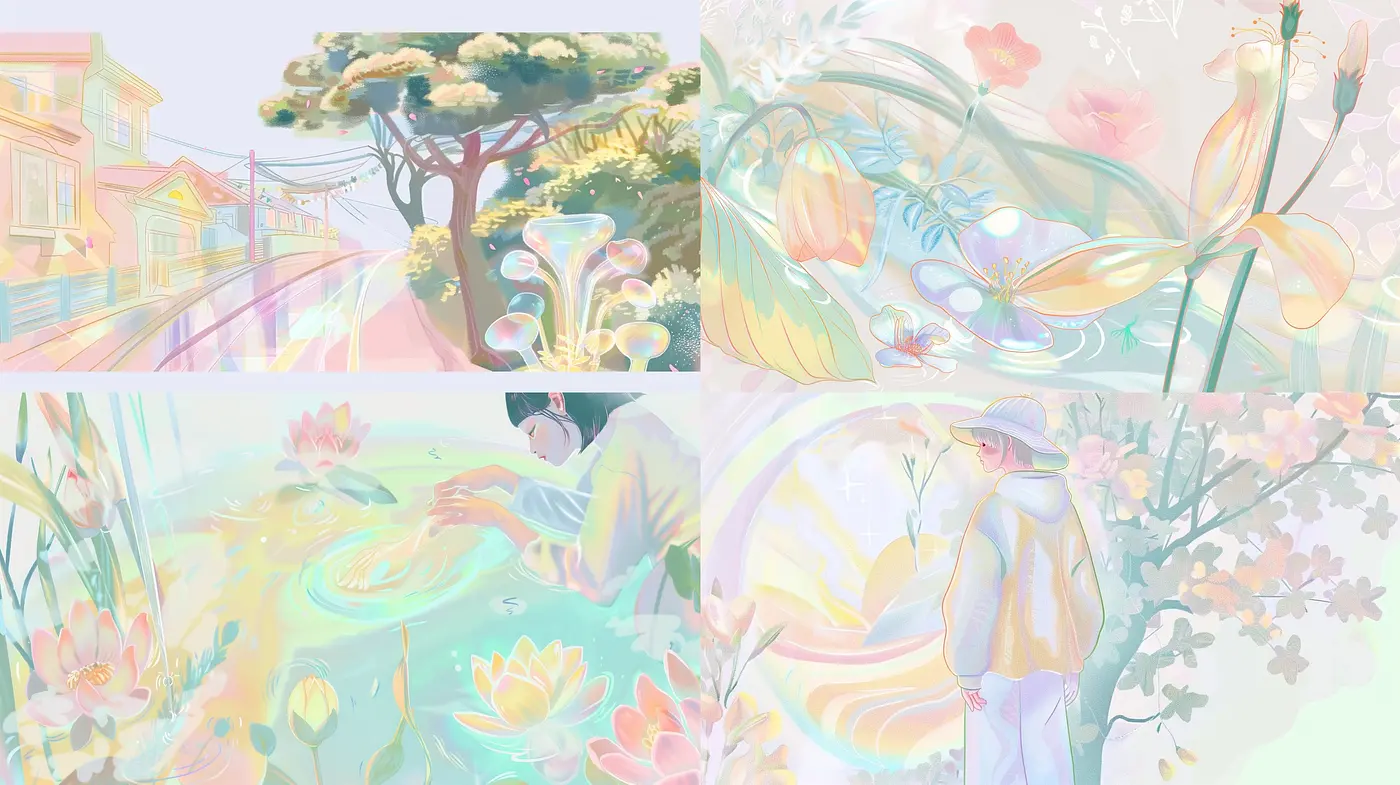 Ethereal Pastel Dreamscape: A Harmonious Blend of Whimsical Tranquility - Midjourney sref style