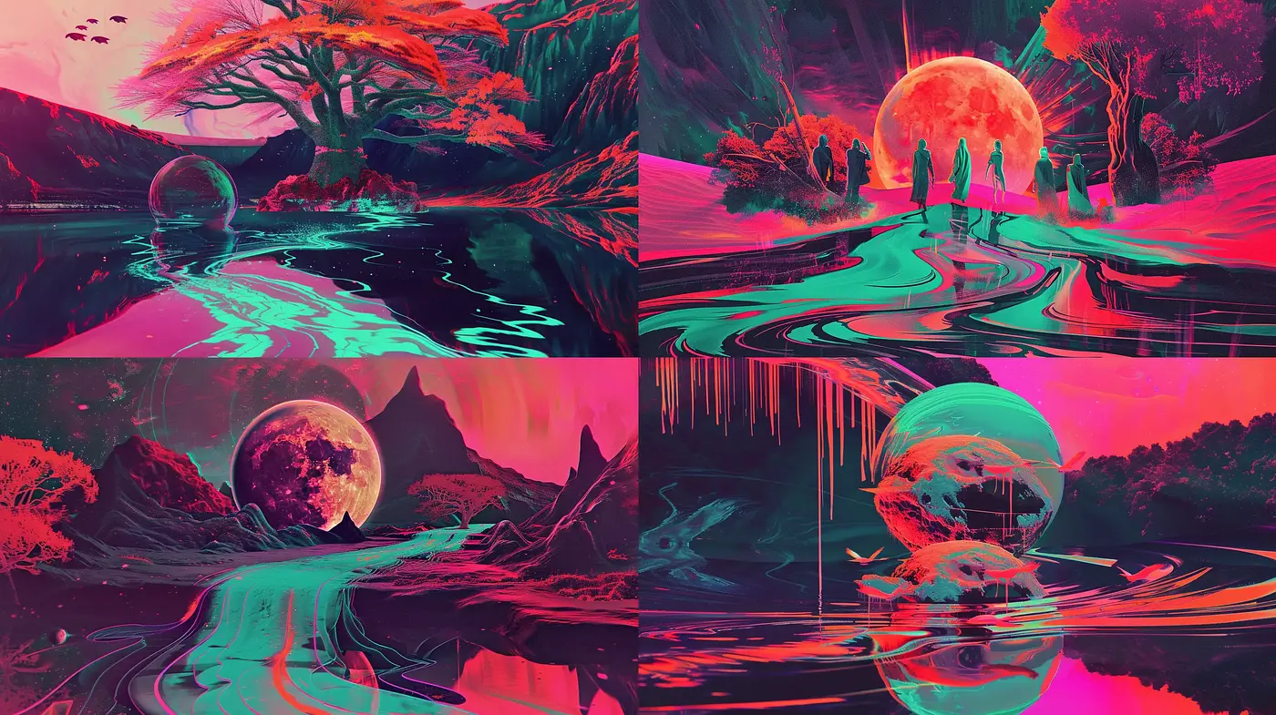 Luminous Dreamscape: A Consistent Journey Through Vivid Surrealism - Midjourney sref style