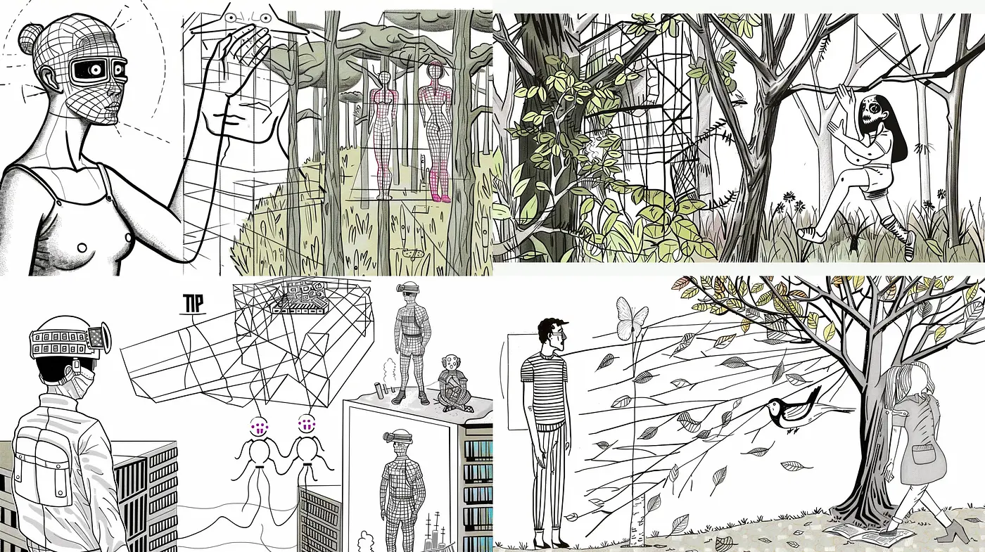 Monochrome Whimsy: A Consistent Exploration of Stylized Linearity and Dreamlike Imagery - Midjourney sref style