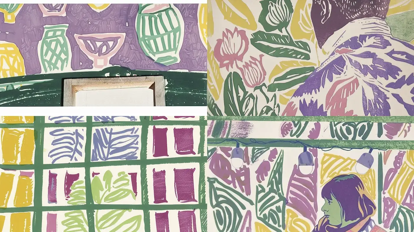 Bold, textural prints with a contemporary, artistic vibe - Midjourney sref style