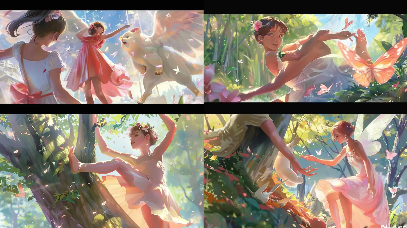 Luminous Ethereal Whimsy: A Dreamy Dance with Sunlight and Nature - Midjourney sref style
