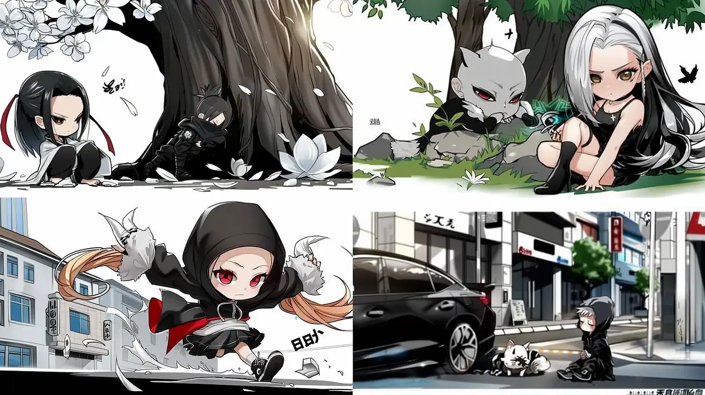 Dynamic and Playful Chibi Aesthetic with Urban and Nature Elements - Midjourney sref style