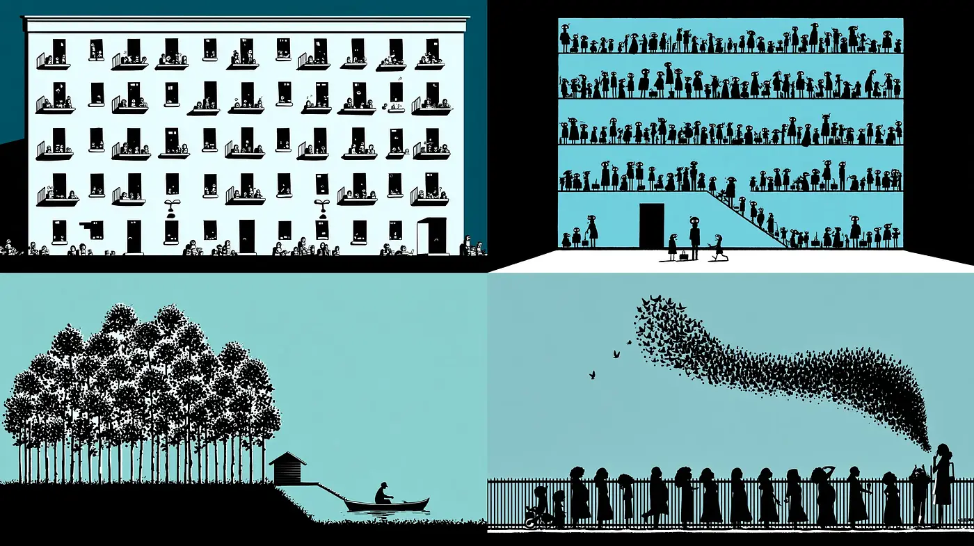 Stylized Illustrative Work with Minimalistic Forms and a Playful Mood - Midjourney sref style