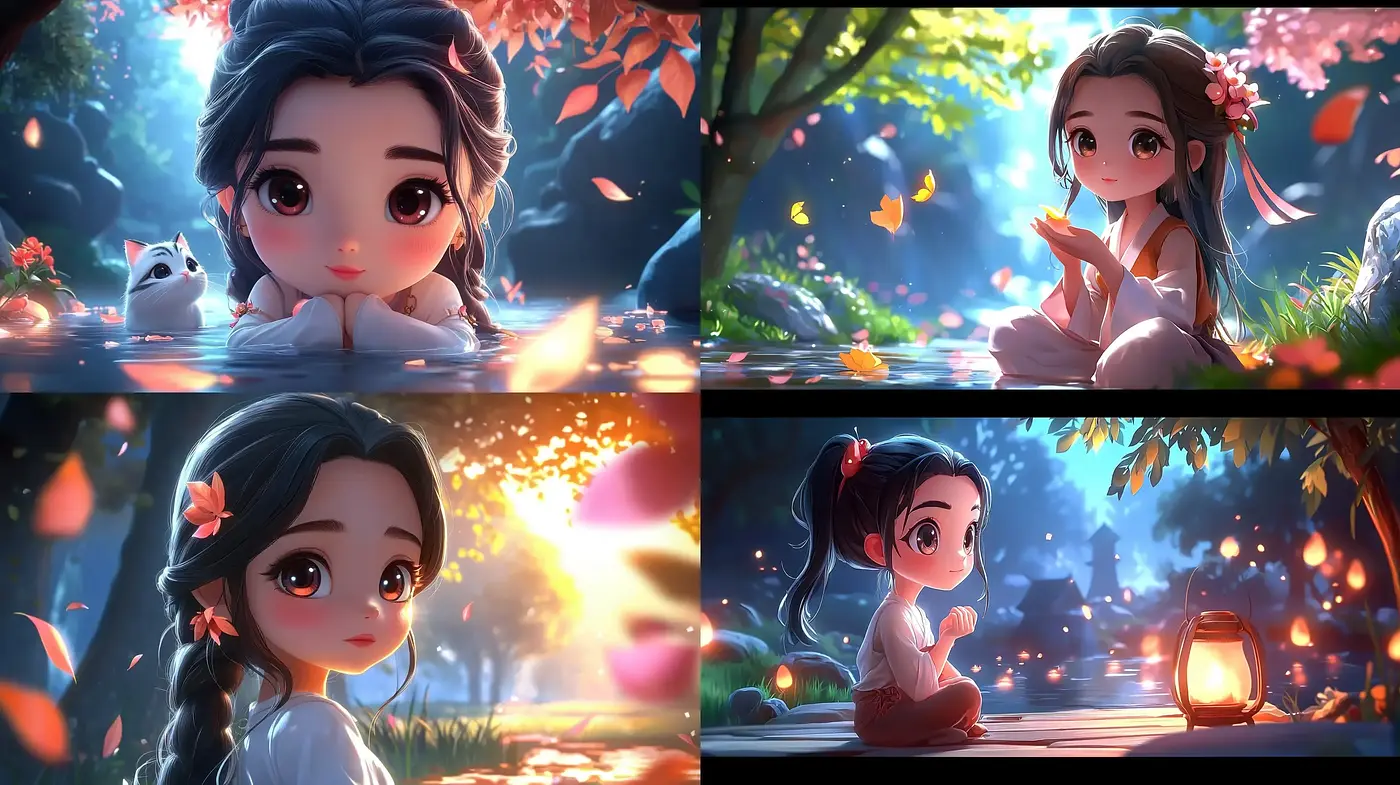 Enchanted Twilight - Dreamy Animated Vignettes in Lush Hues - Midjourney sref style