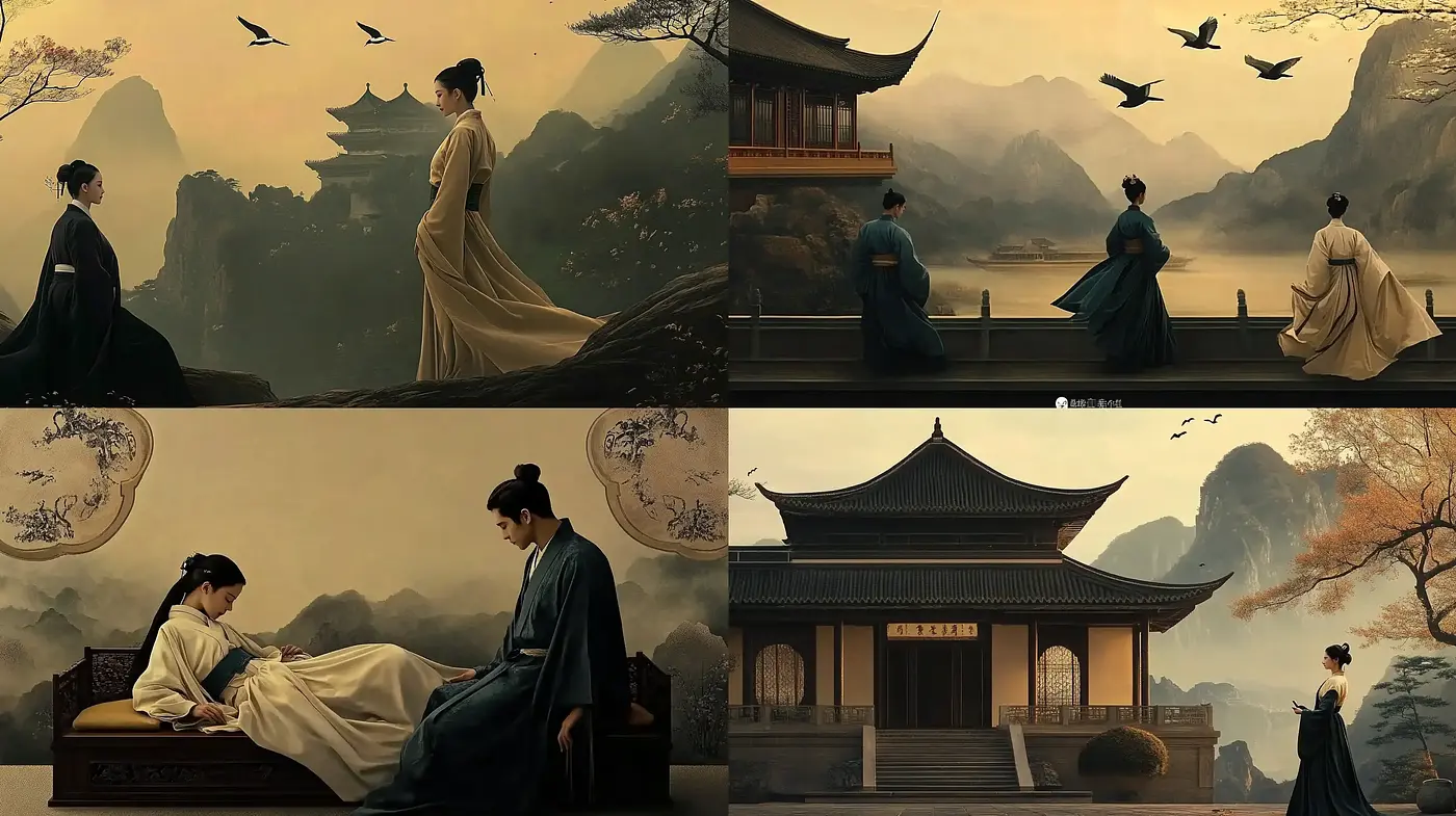Ethereal Serenity in Tranquil Eastern Landscapes - Midjourney sref style