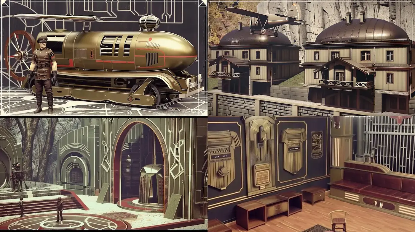 Futuristic Retro Aesthetic with Art Deco Influences - Midjourney sref style