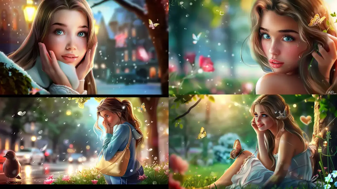 Dreamy and Ethereal Fantasy Portraits with Nature Elements - Midjourney sref style