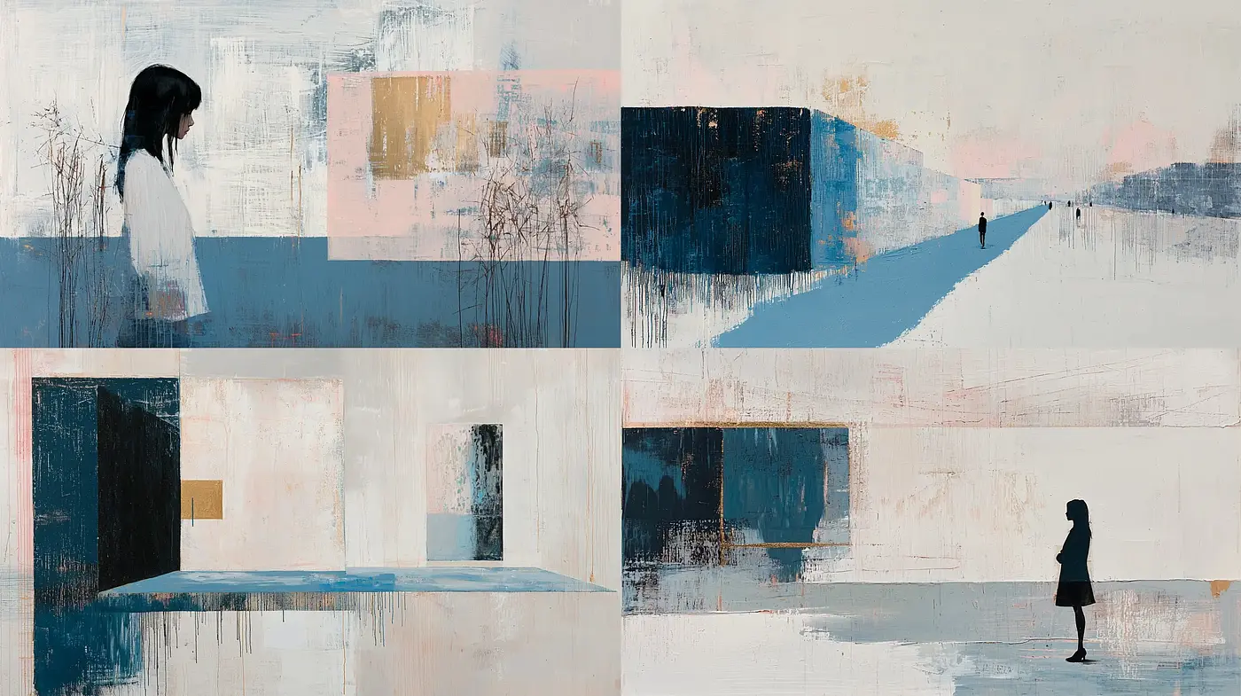 Serene Minimalism with Abstract Expressionist Undertones - Midjourney sref style