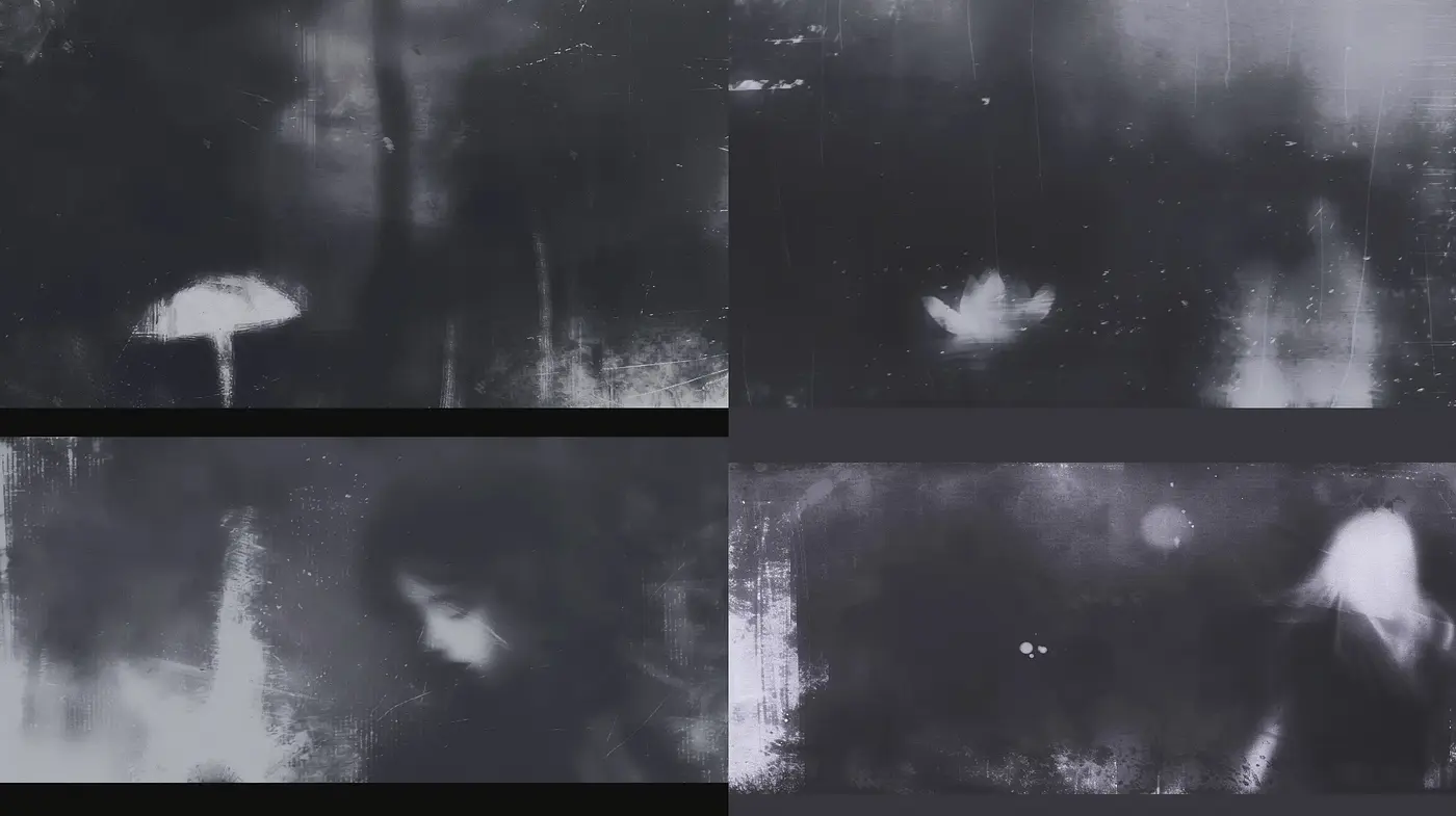 Ethereal Monochrome Dreamscape Artistry - Midjourney sref style