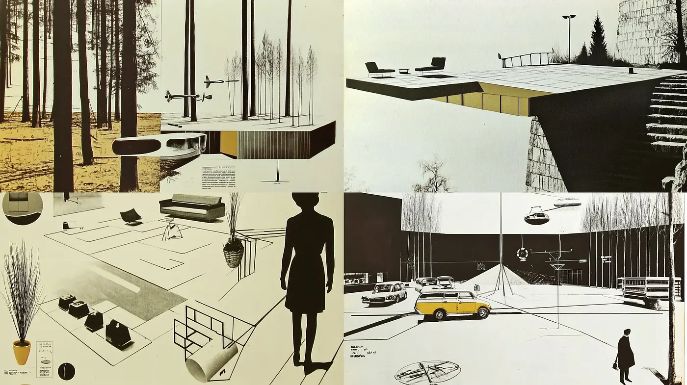 Mid-Century Modern Architectural Elegance with a Monochrome Essence - Midjourney sref style