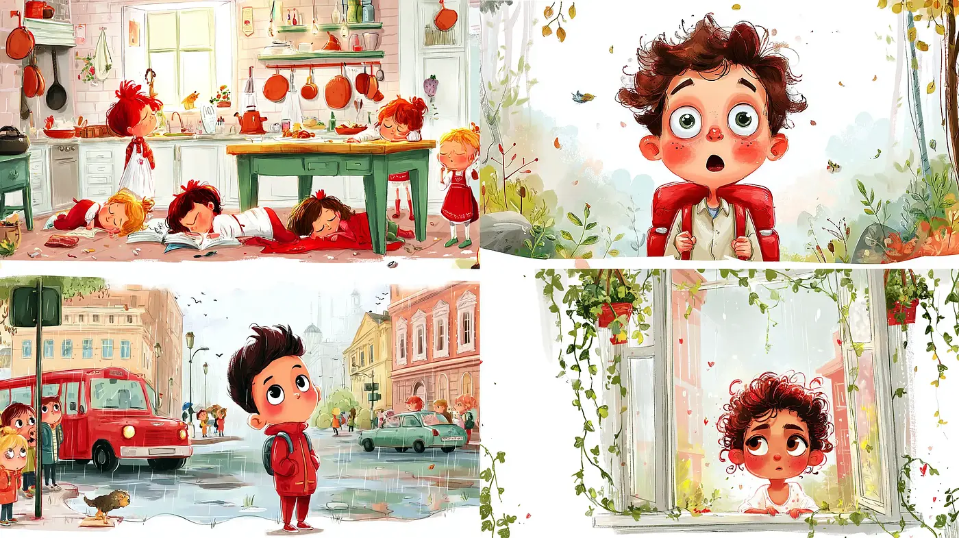Charming Whimsy with a Touch of Nostalgia in Vibrant Illustrations - Midjourney sref style