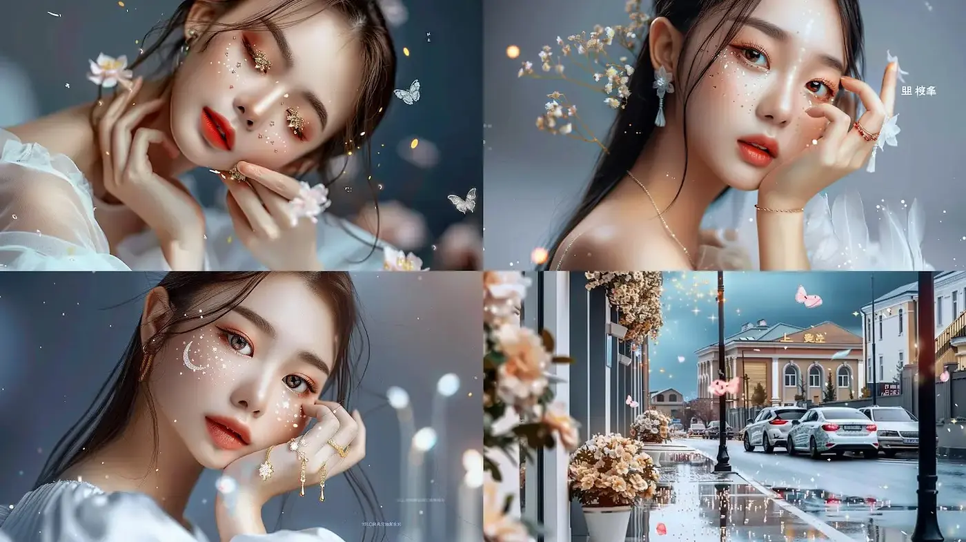 Feminine ethereal beauty infused with delicate whimsy - Midjourney sref style