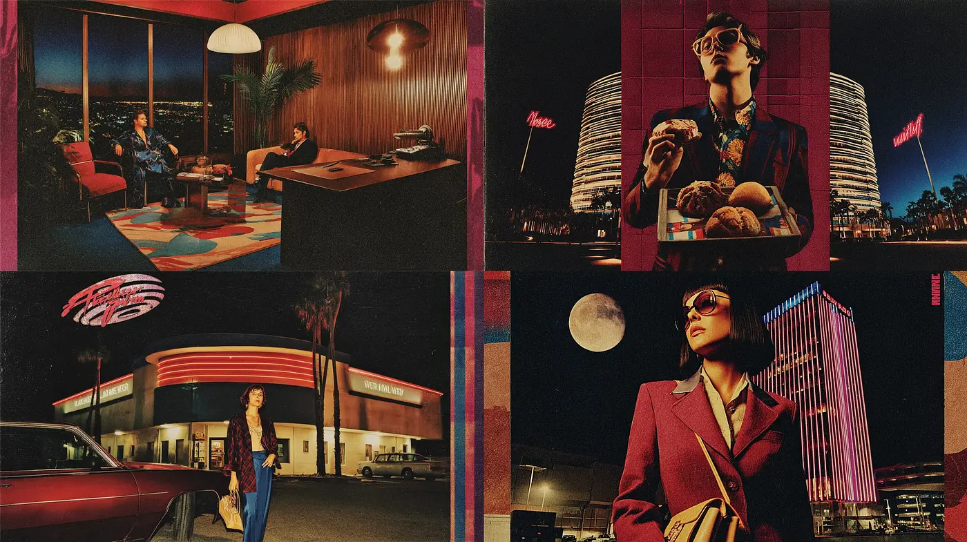Retro-Futuristic Aesthetic with Strong Cinematic Influences - Midjourney sref style