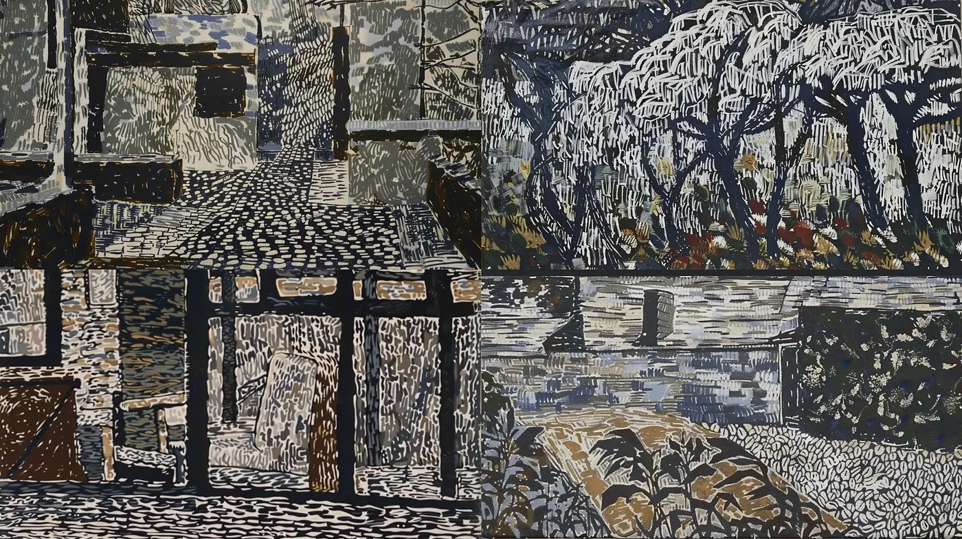 Textured Contrast of Melancholic Elegance in Monochromatic Splendor - Midjourney sref style