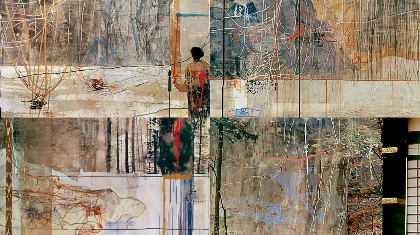 Abstract Textural Symphony with Rustic Overtones - Midjourney sref style