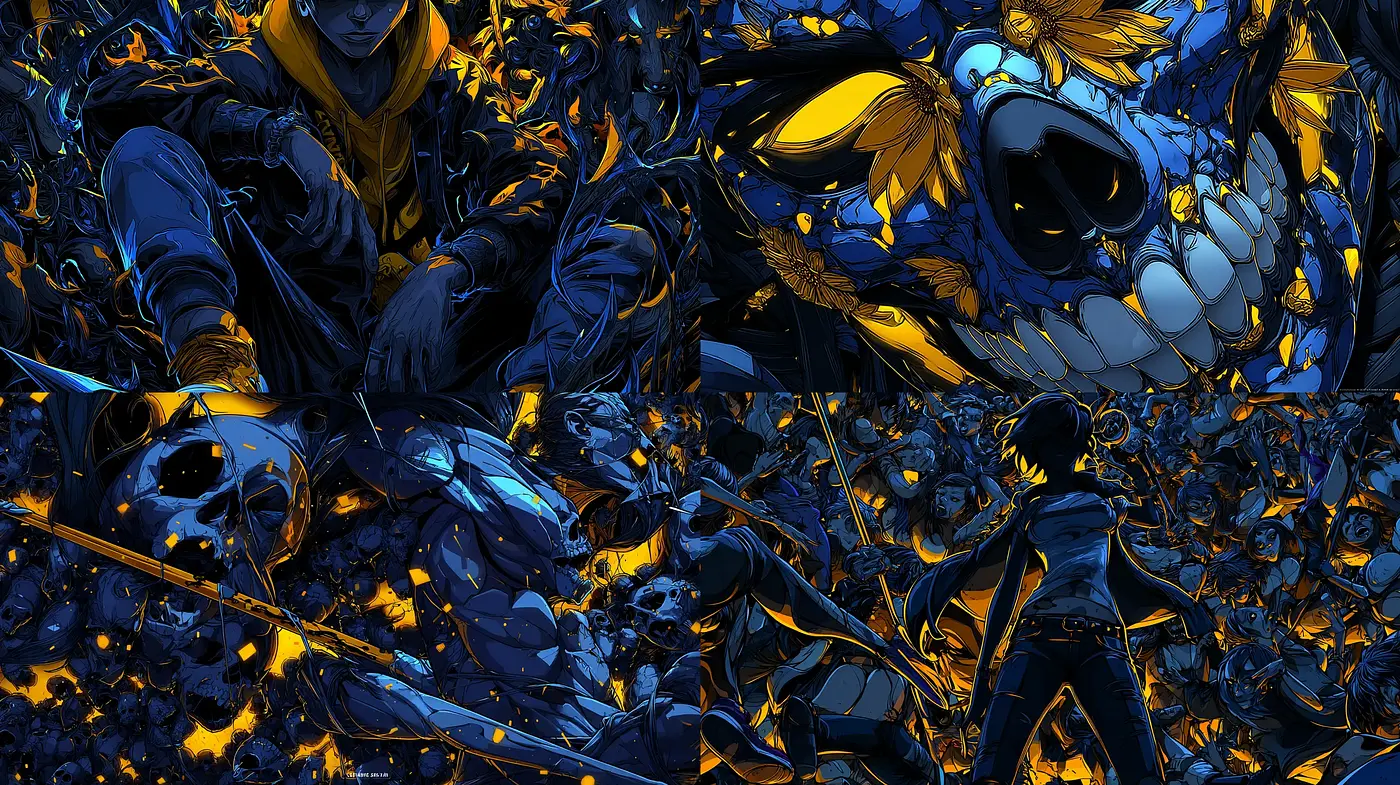 Darkly Vibrant Graphic Expression with Intricate Details - Midjourney sref style