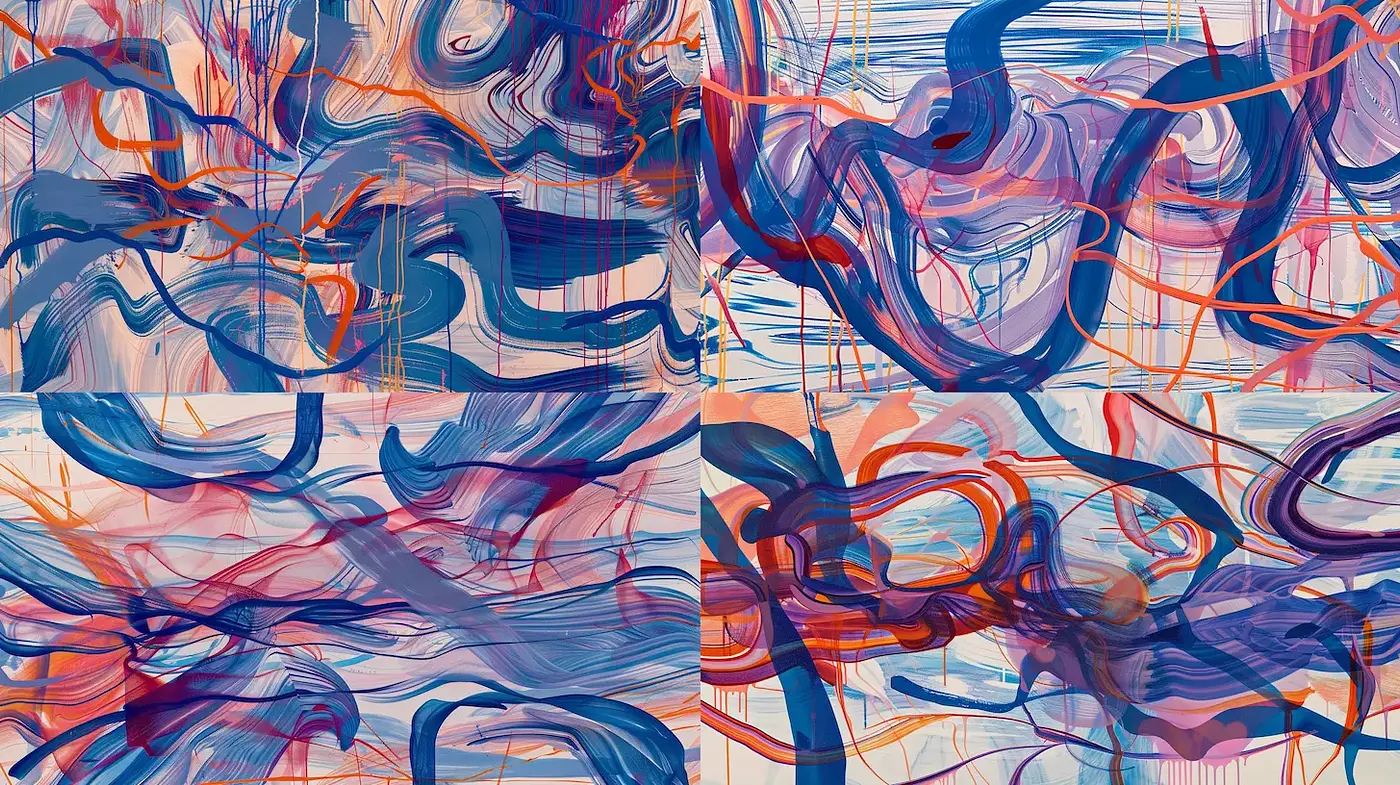 Fluid and Dynamic Abstract Composition with a Modern Artistic Influence - Midjourney sref style