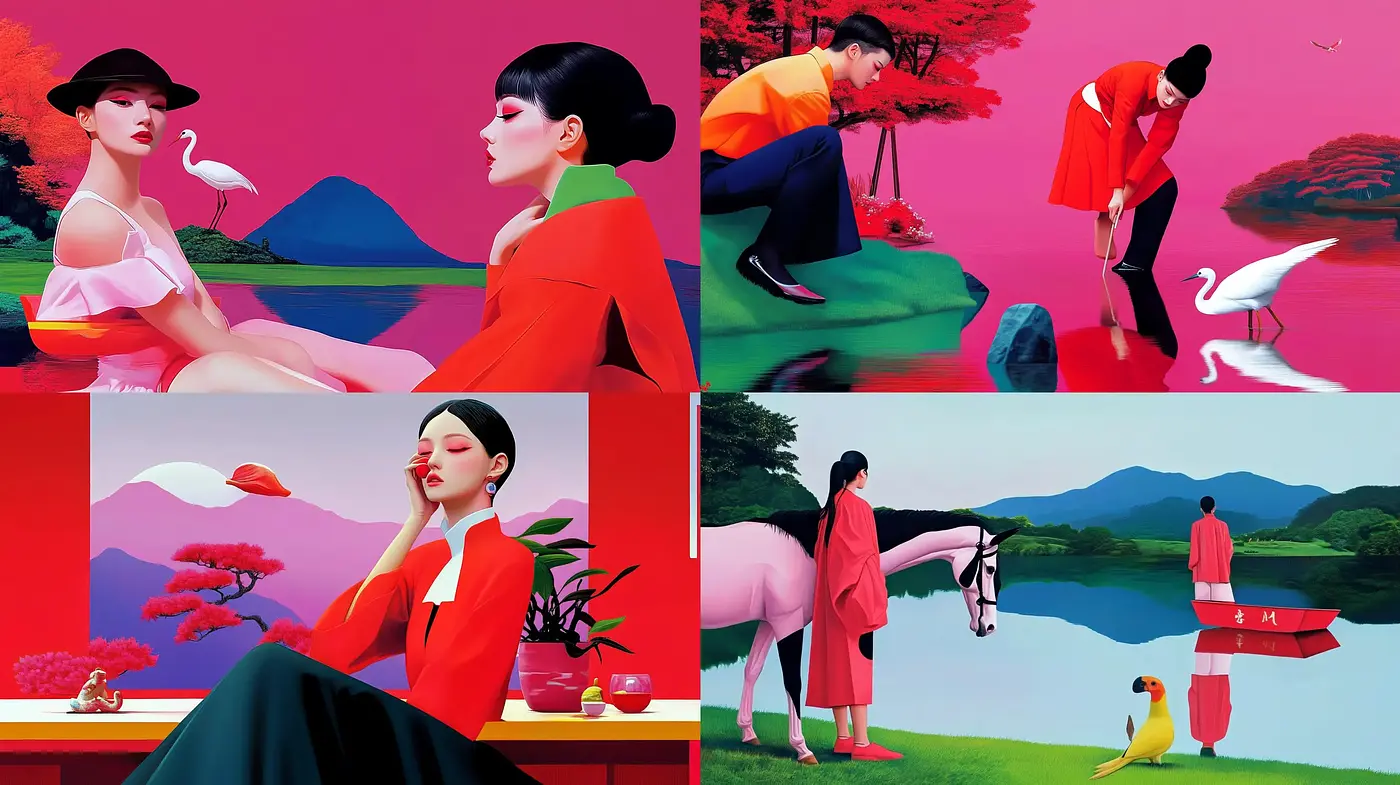 Harmonious Synthesis of East Asian Aesthetics with Contemporary Digital Artistry - Midjourney sref style