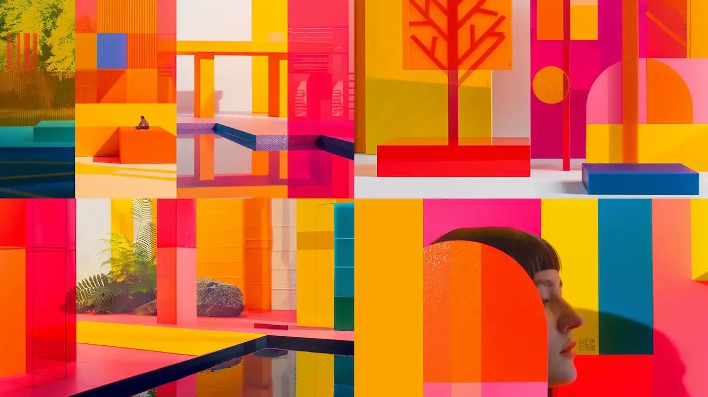 Vibrant and Geometric Playfulness in Colorful Constructs - Midjourney sref style